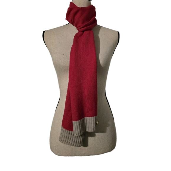 Tory Burch Pink/Ecru Scarf 100% Merino Wool Soft 8.5" x 72" NWOT - Picture 1 of 6